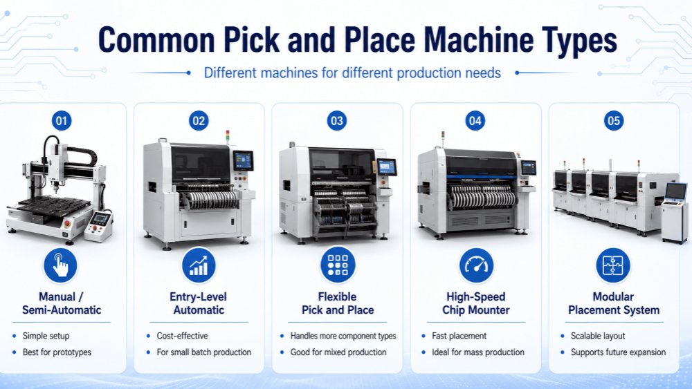 pick and place machine types chọn và đặt các loại máy