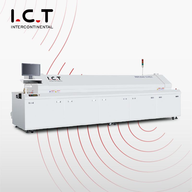 I.C.T |SMT Reflow Oven Băng tải Màn hình cảm ứng Reflow chuỗi 6 vùng PCB trong Oven